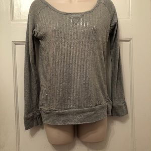 Gray Sequin Long Sleeve Old Navy Top Sz 14 GUC